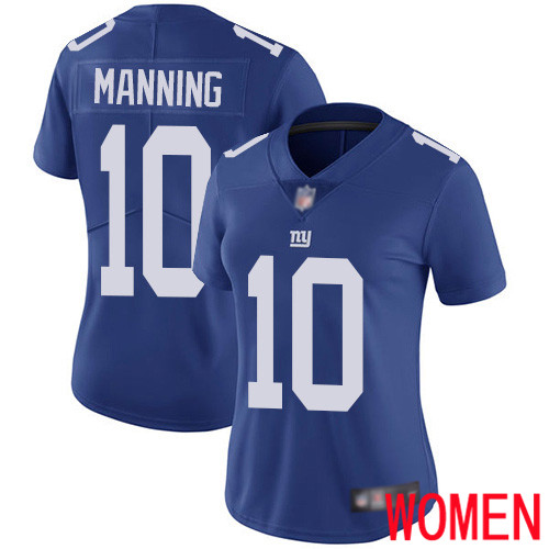 Women New York Giants 10 Eli Manning Royal Blue Team Color Vapor Untouchable Limited Player Football NFL Jersey